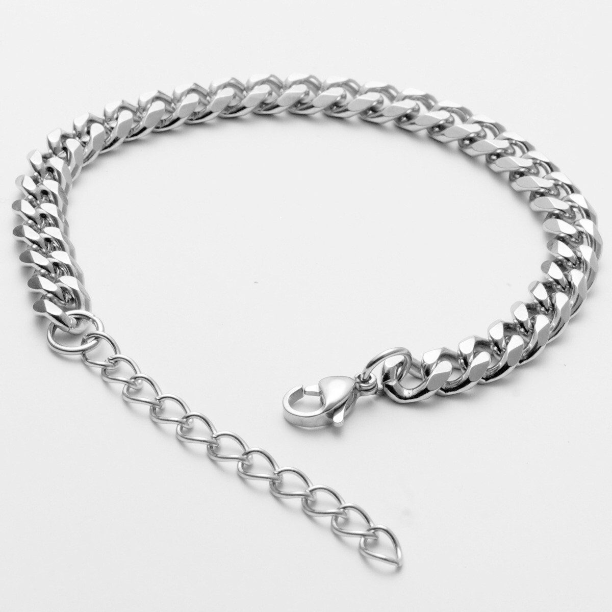 5-7mm 316L Stainless Steel Solid Curb Link Chain Bracelet Men’s Women’s 7″ 8″ 9″