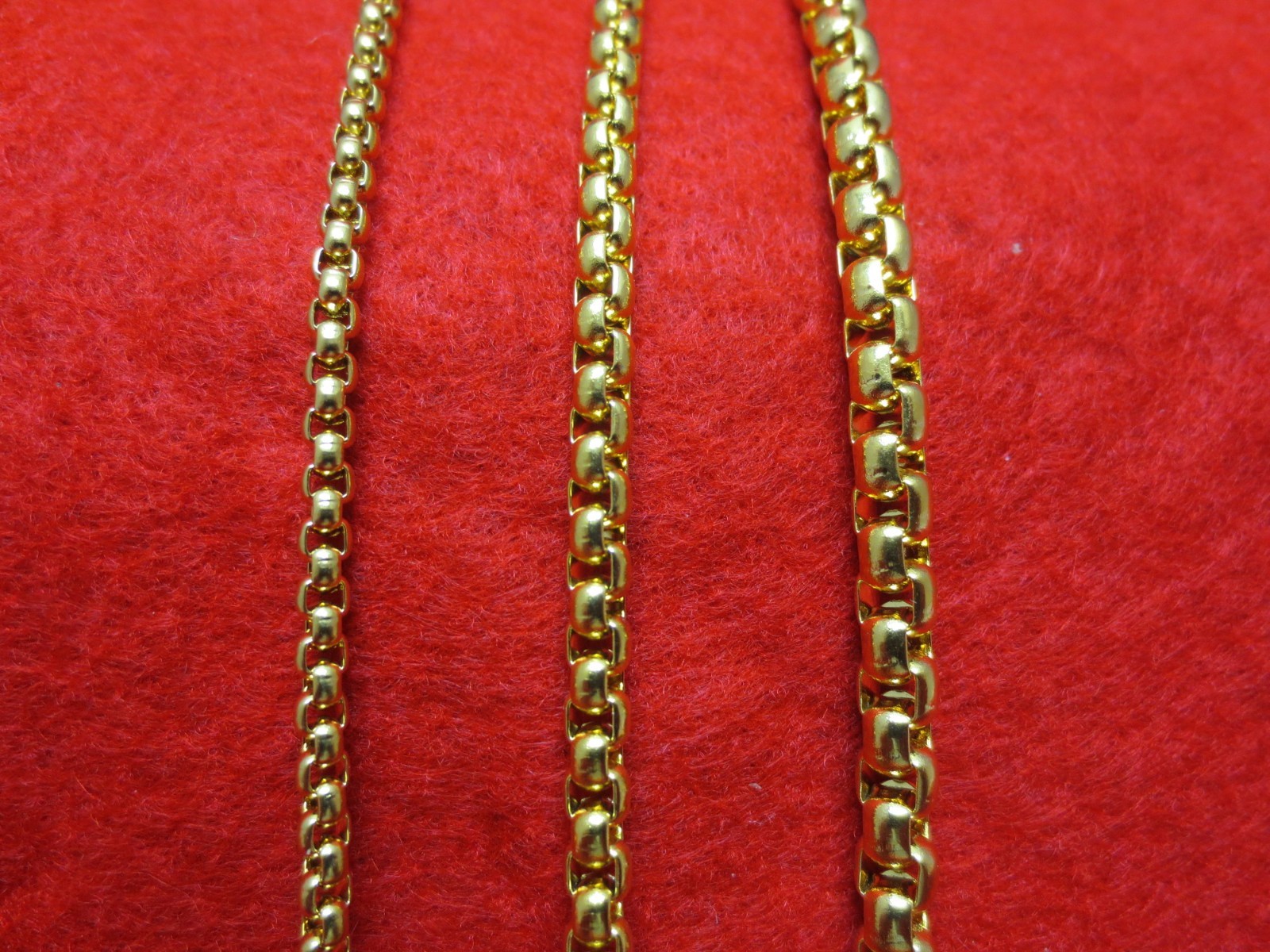16″-60″ 3/4/5MM GOLD PLATED STAINLESS STEEL SMOOTH BOX ROPE CHAIN NECKLACE-GOLD