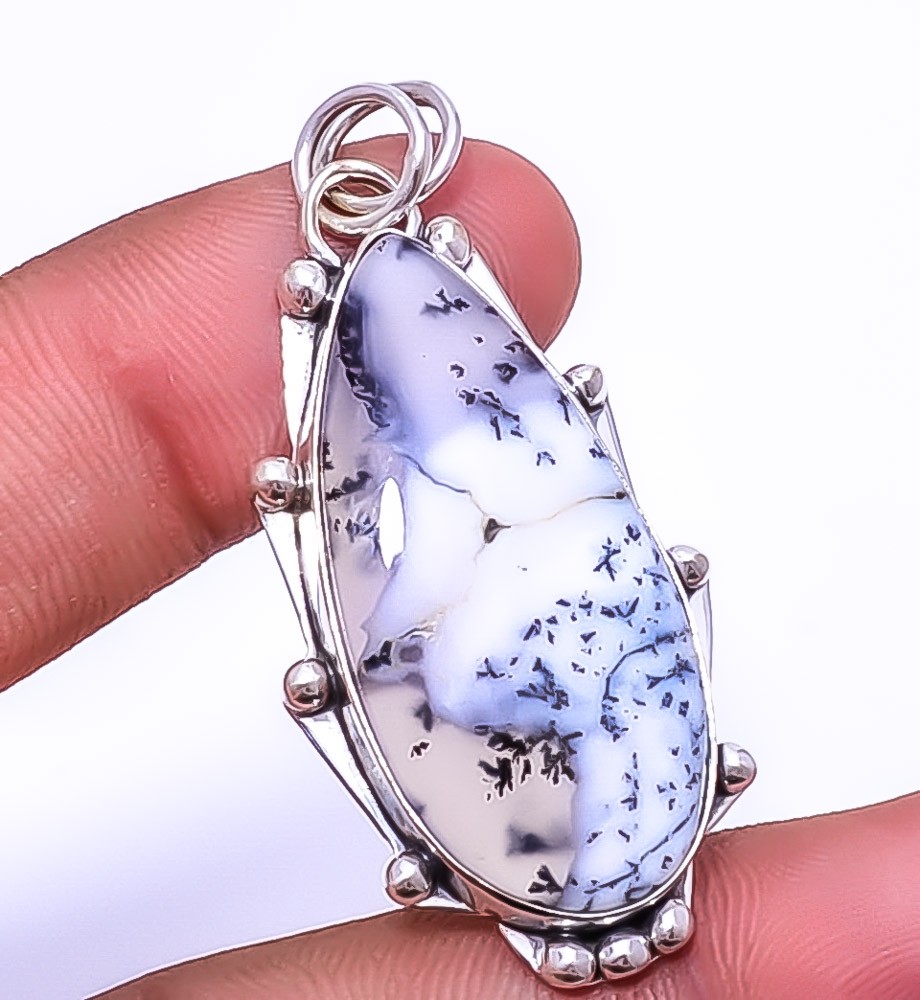 Dendritic Agate 925 Sterling Silver Jewelry Pendant 1.95″ P76491, Christmas Gift