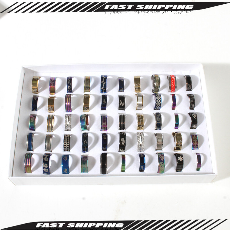 50 X Wholesale Bulk Lot Mixed Stainless Steel Rings Men’s Women’s Band Ring USA