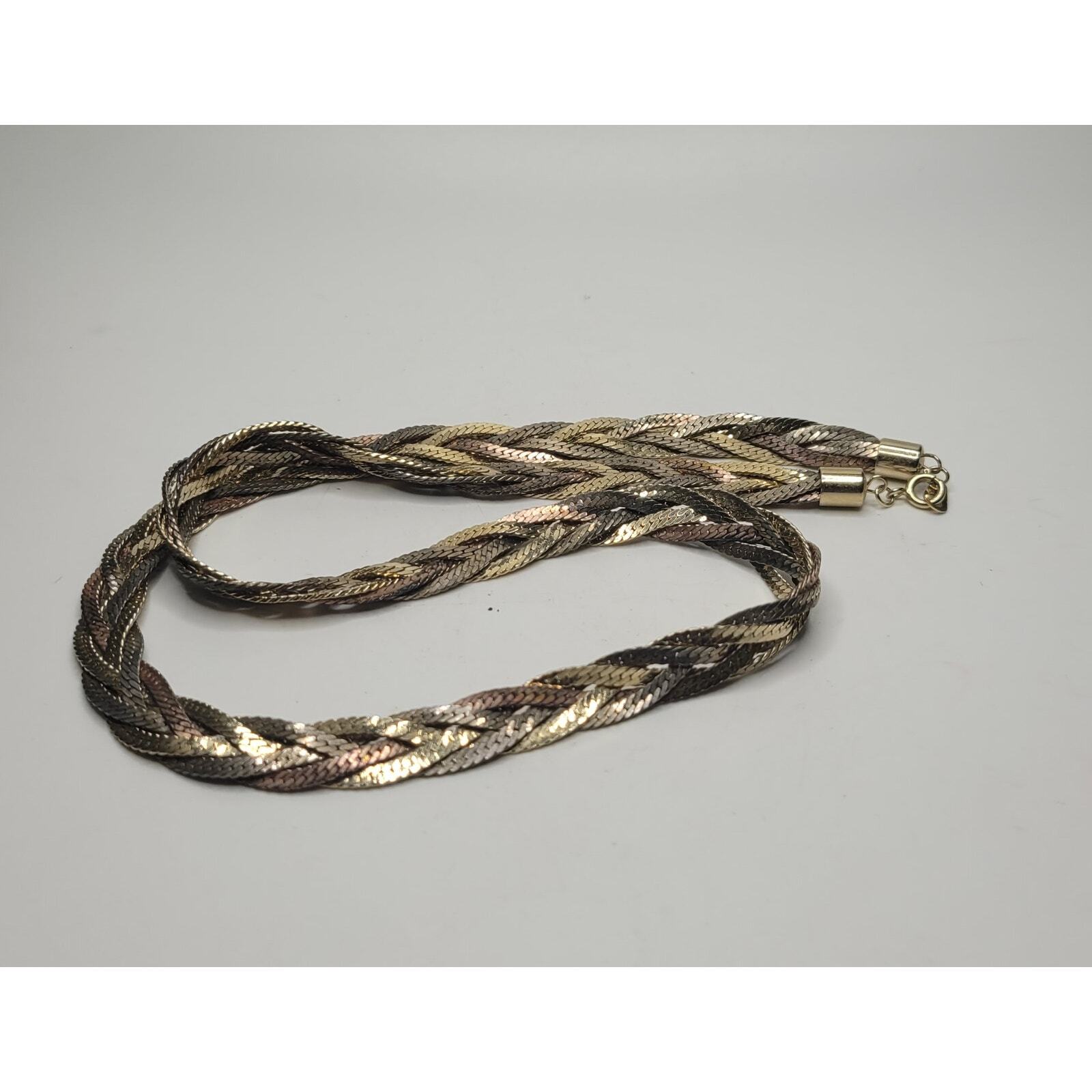 Braided Herringbone ~ multi-hued ~ 3 strand ~ 22” approx.