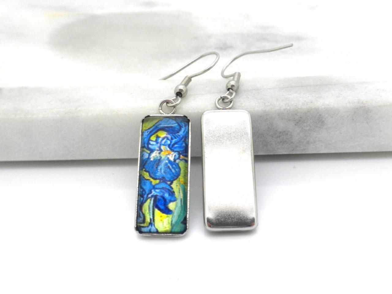 New Van Gogh Irises Earrings Women Dangle Light Weight Pierced Paintings