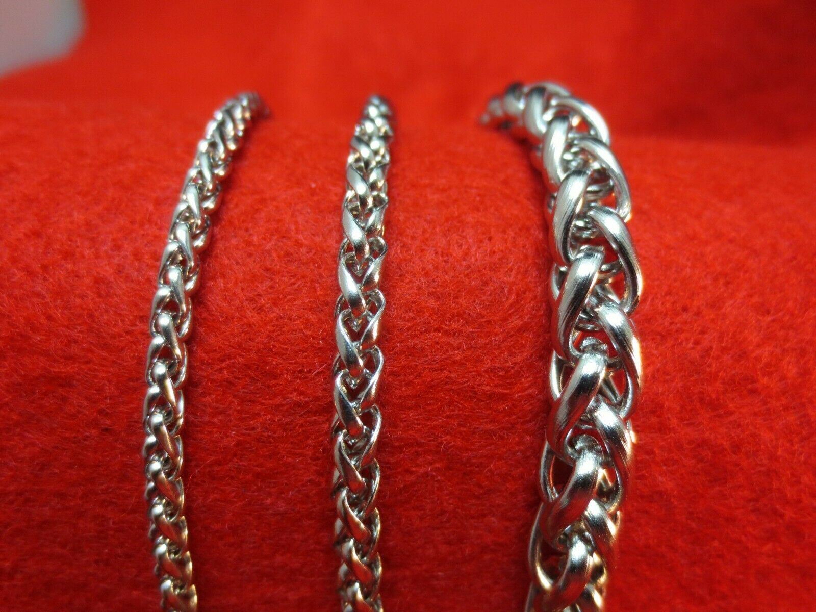 3/4/7 MM Mens 7-40″ STAINLESS STEEL SILVER BRAIDED WHEAT ROPE CHAIN NECKLACE