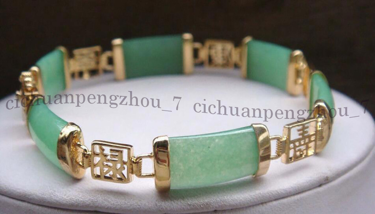 Natural Green Aventurine 18KGP Bangle Bracelet Fortune Women Lucky Gems Jewelry