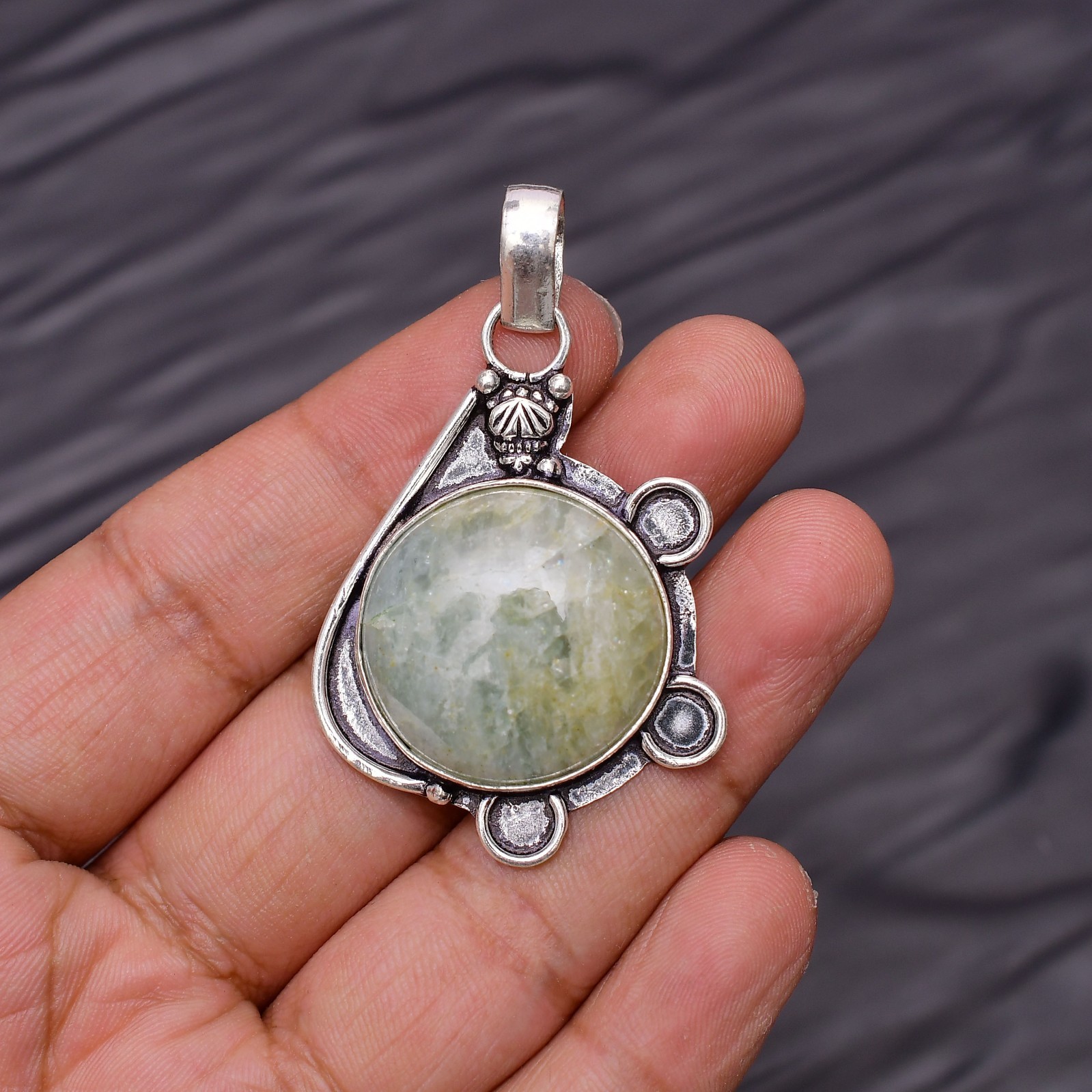 Aquamarine Gemstone 925 Sterling Silver Pendant -1.88″
