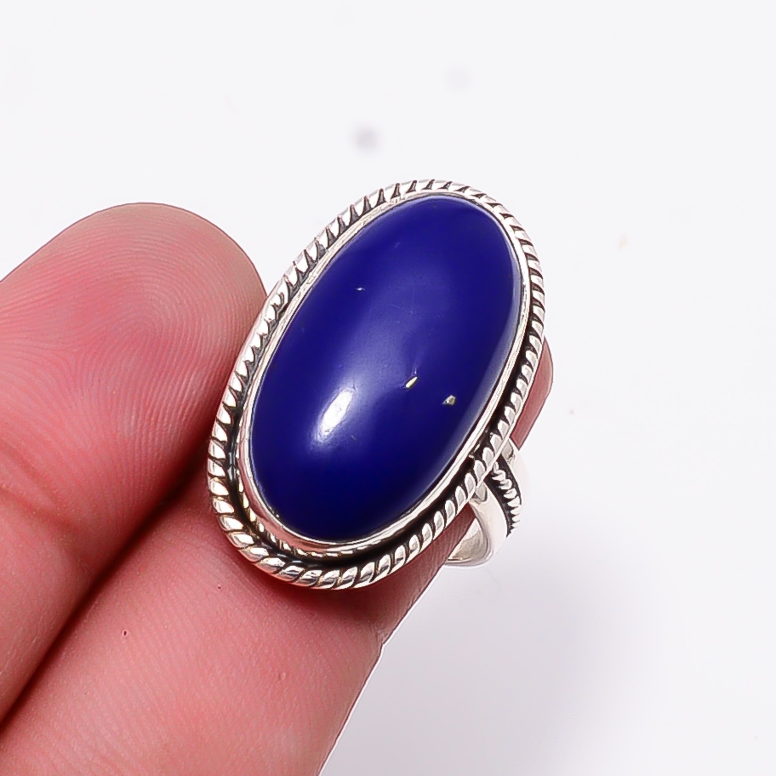 Lapis Lazuli Artisan 925 Sterling Silver Ring S.7.5 R12504
