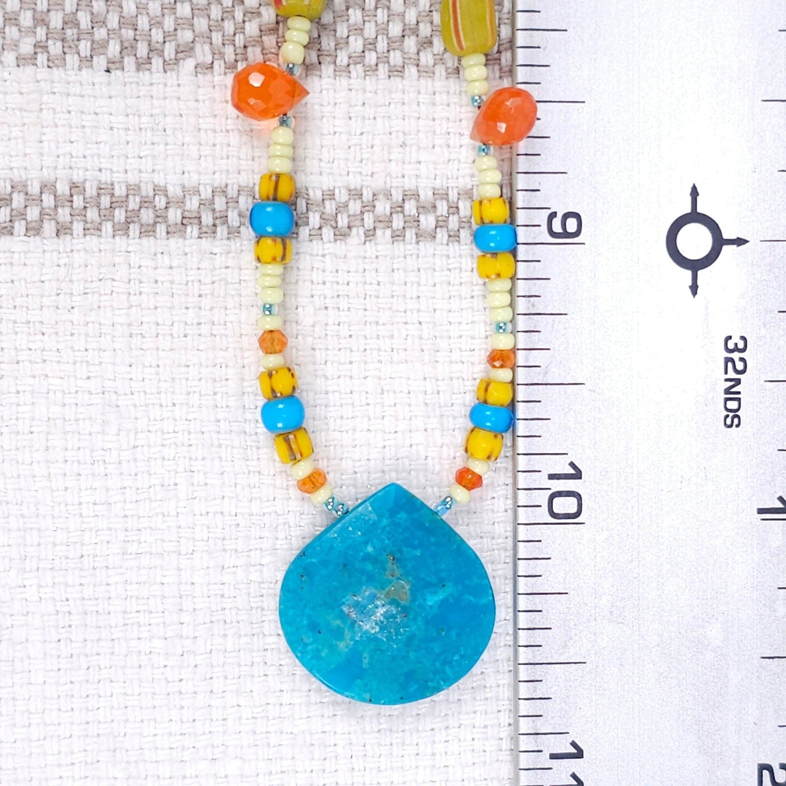 Genuine Turquoise Teardrop Beaded Necklace Southwestern Vibes Artisan Handmade