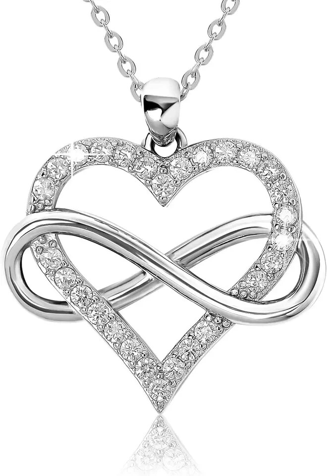 Collar Corazon Infinito Plata 925 Con Circonitas Regalo Para Mujer Novia