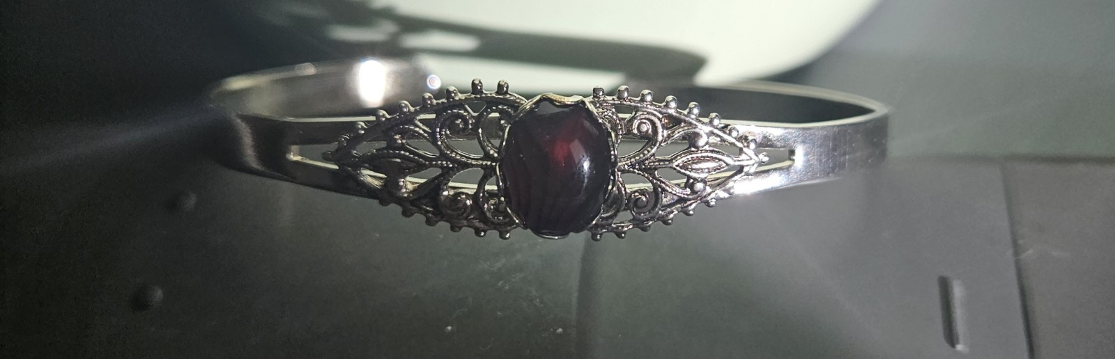 Rare find! – Ammolite Cuff Bracelet Red Tones. GORGEOUS! Excellent Condition!