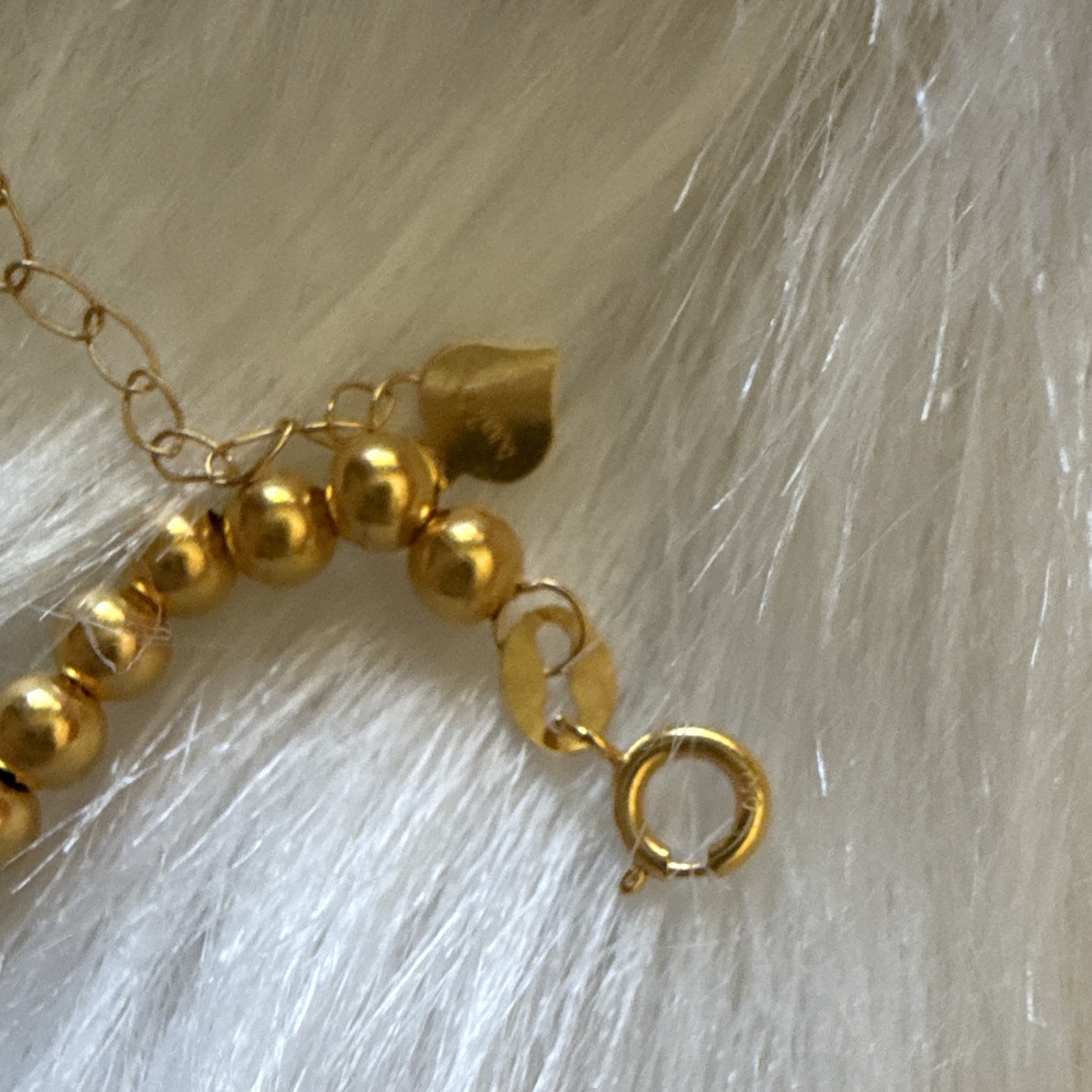 18k Gold Bubble Bracelet Cable Chain Adjustable Extender Spring Ring Clasp