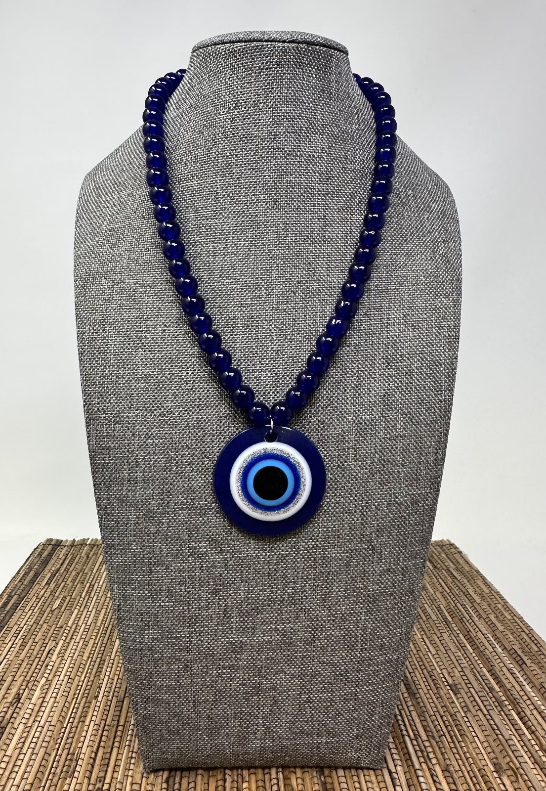 Turkish Blue Eye Necklace – Nazar Resin Pendant Adjustable Beaded Chain