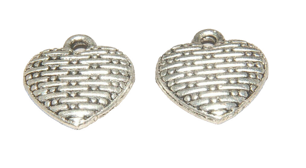 Heart #1 Love Patterned Textured Charm Tibetan Silver J1131