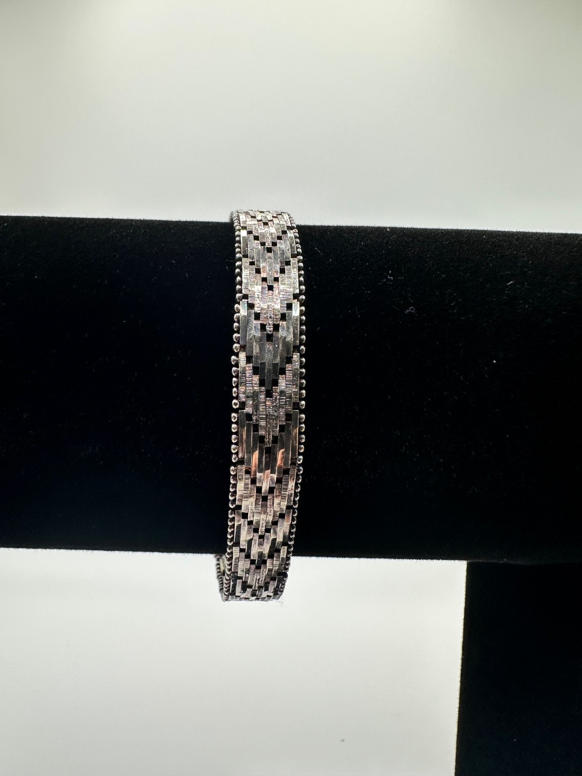 7″ 925 Silver Woven Chevron Womens Bracelet 19.67 grams
