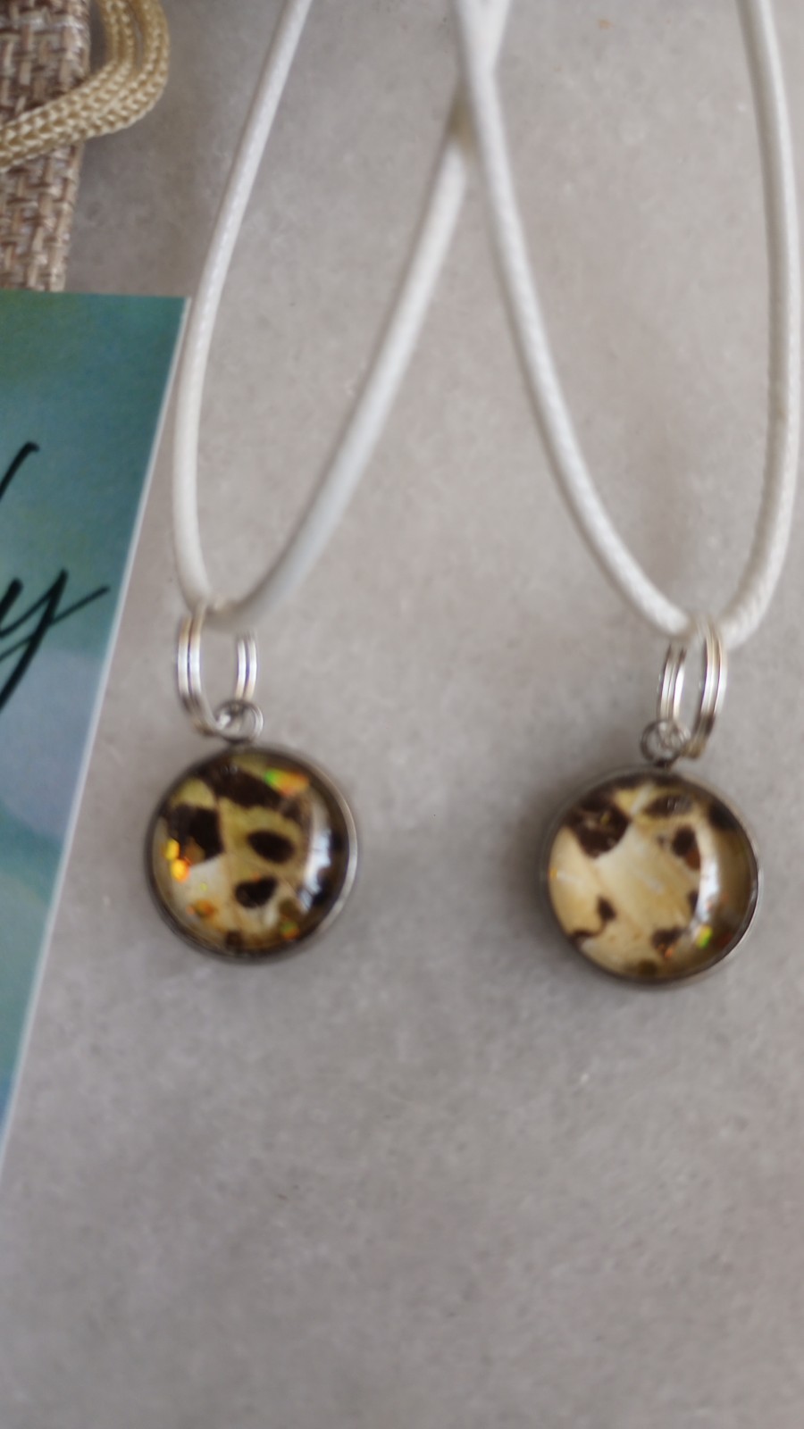 Twin Flame Devotion 1/2″ Pair Pendants Genuine Butterfly Leopard Lacewing
