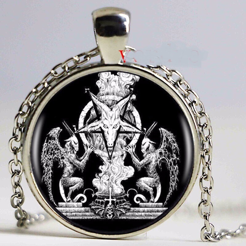 BAPHOMET SATAN DEVIL EVIL Pendant Sterling 925 Silver plated 20″ necklace Gift