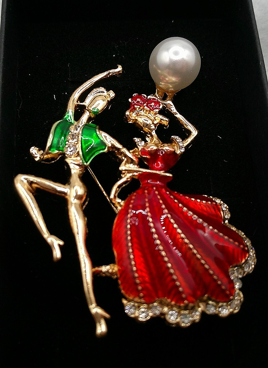 Dancers Couples Dancing Brooch Pin ~Rhinestone~ 2.” retro fashion jewelry (G6)