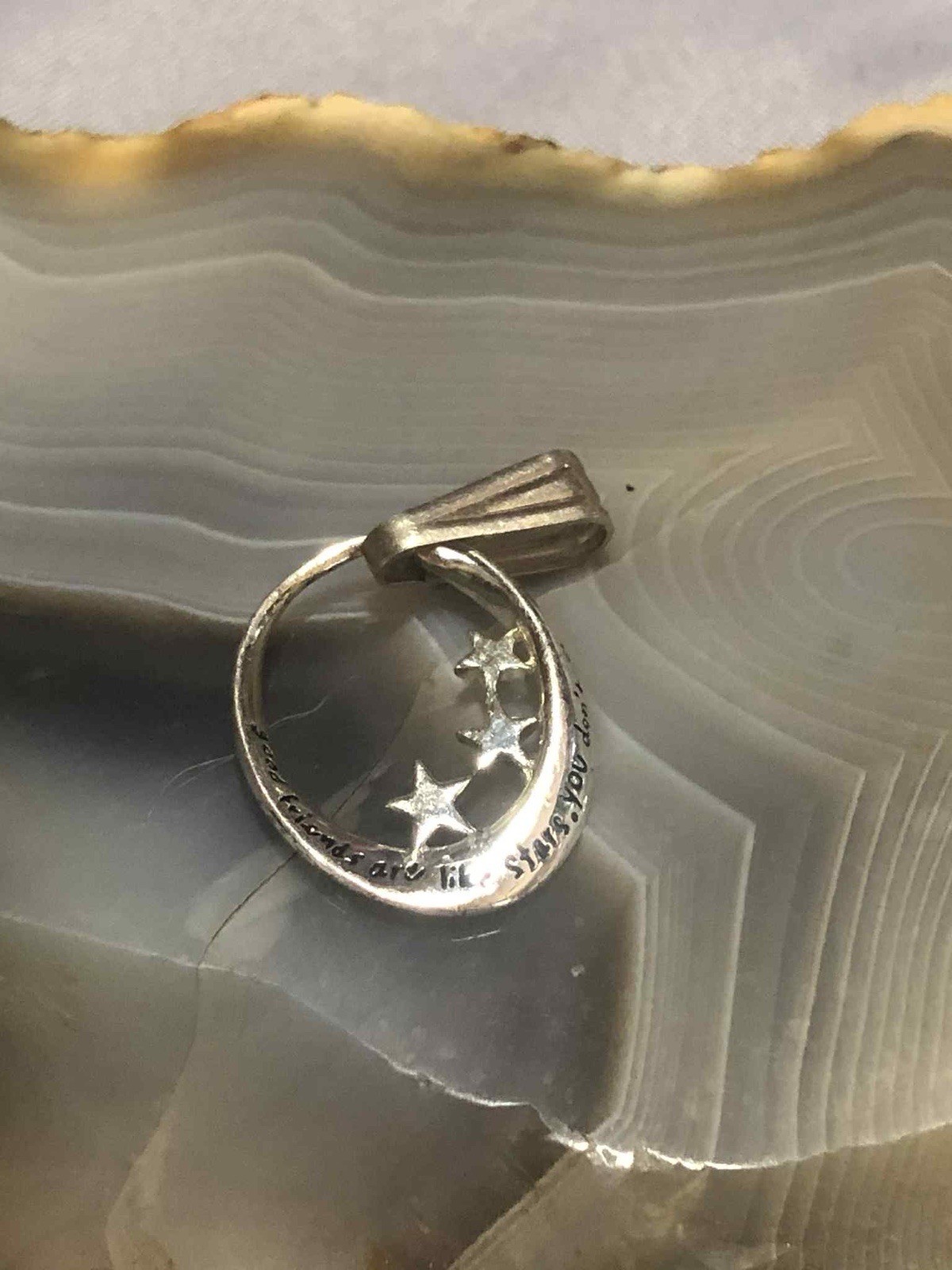 Stirling Silver, I Love You To The Moon And Back Pendant Stars