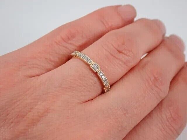 Round Cut Simulated Diamond Eternity Wedding Band Ring In 14k Yellow Gold Plated