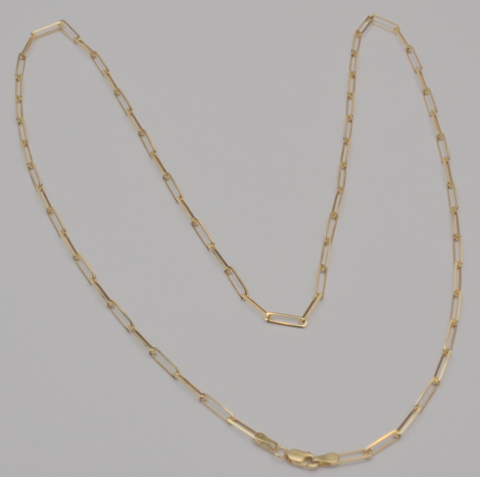 14K Yellow Gold Paperclip Link Chain Necklace 22”