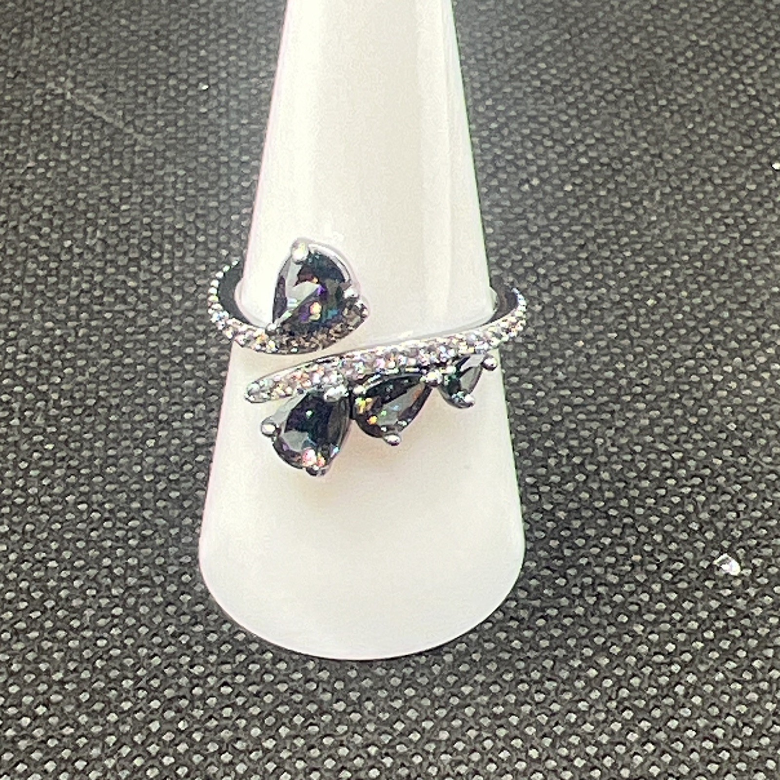 Hematite Plated Lab-Created Heart Alexandrite & CZ Wrap Ring Size 6 RG78683 (22)