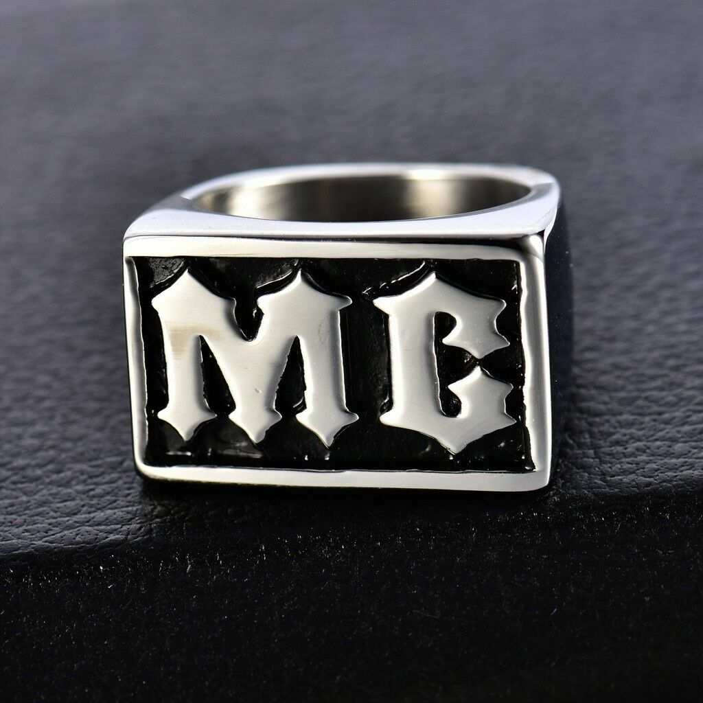 Mens 316L Silver Stainless Steel Motorcycle MC Biker Rings Band Jewelry Sz8-13