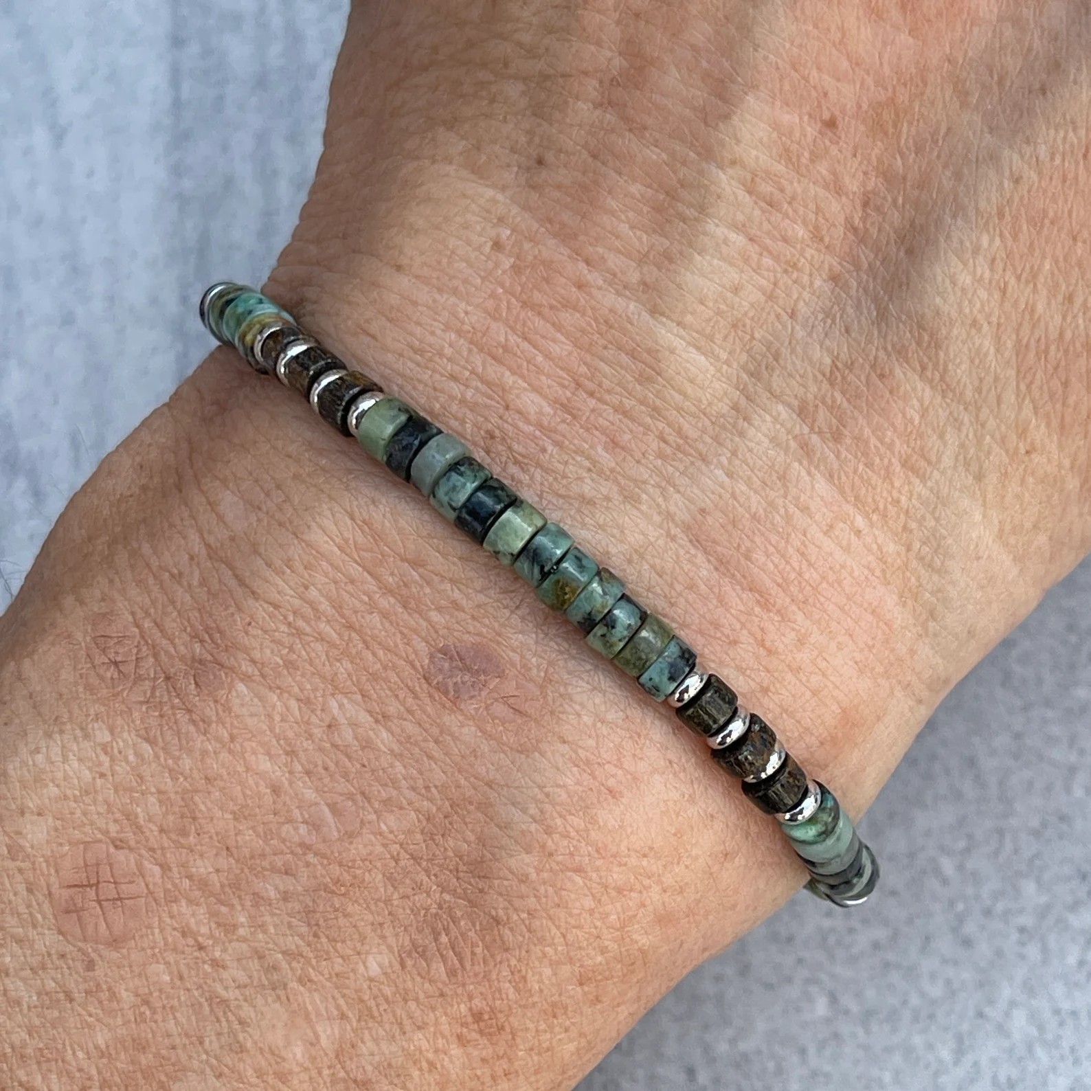 Mens African Turquoise Bracelet Peace Mind Stability Courage Meaningful Gift 7in