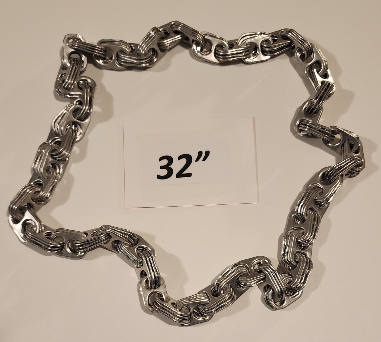 Silver 32″ Necklace – Can Tabs Pull Tabs Continuous Steampunk Chain – Slips On