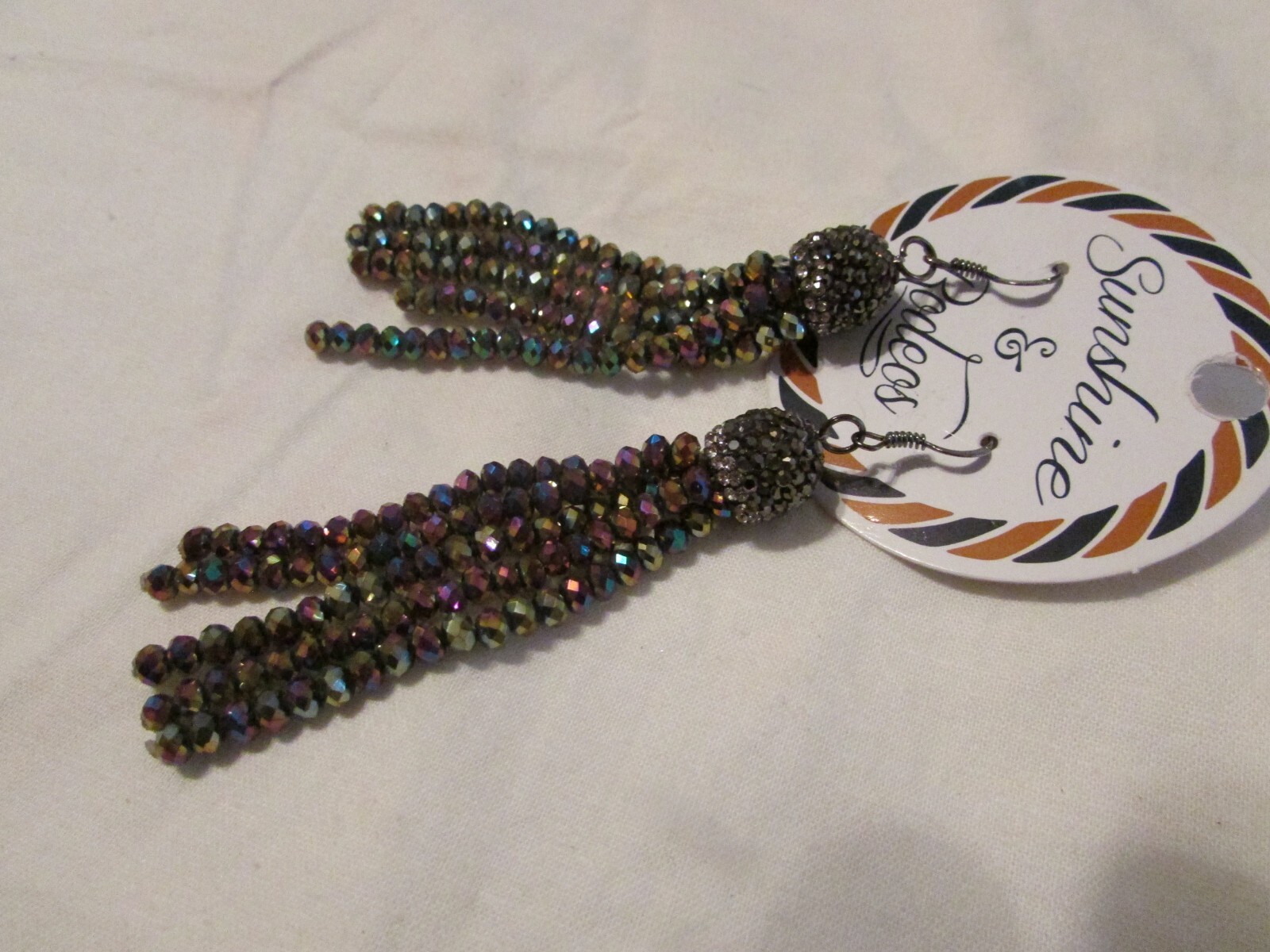 Pair of Long Glittery Earrings – Pierce – New