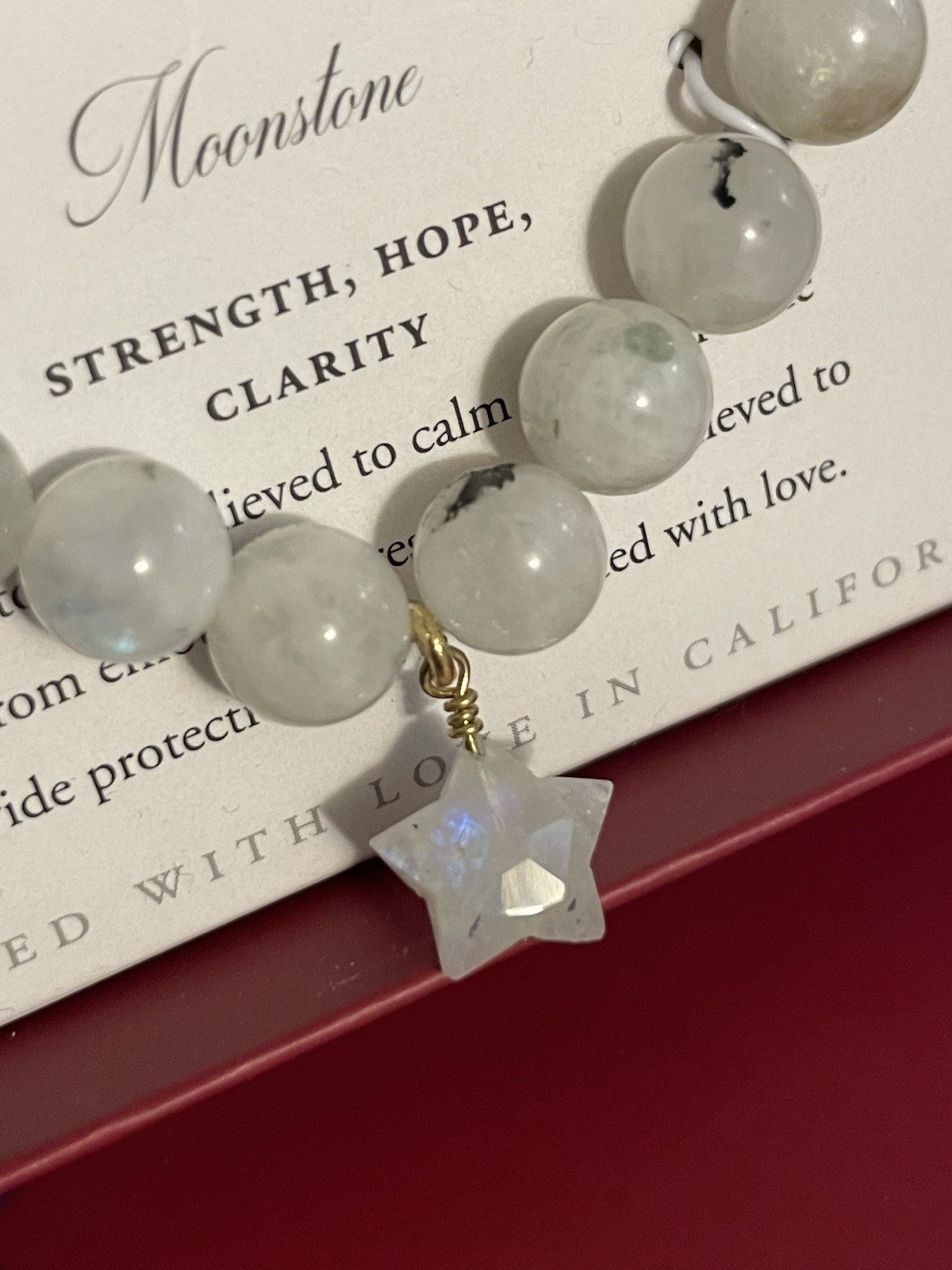 Luna Norte Stretch Moonstone 14KT Gold-Plated Brass Bracelet W/Charm New