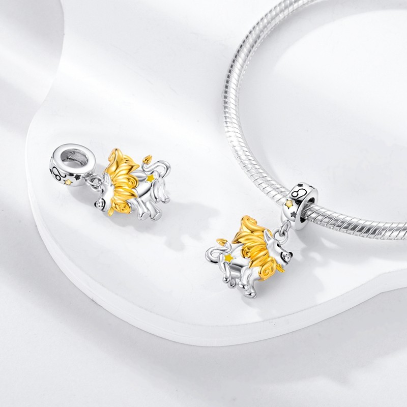 MULA European 925 Silver Charm AAA CZ Enamel Leo Dangle For Women Bracelet