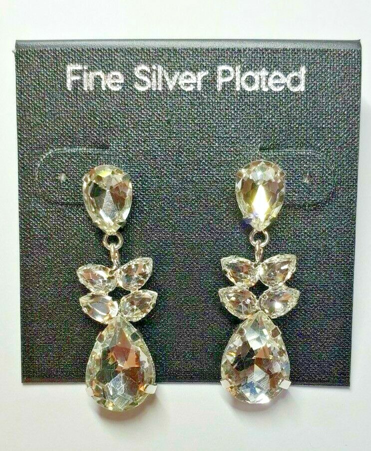 Silver Plated Special Occasion Earrings Cubic Zirconia’s Pineapple Shaped #78