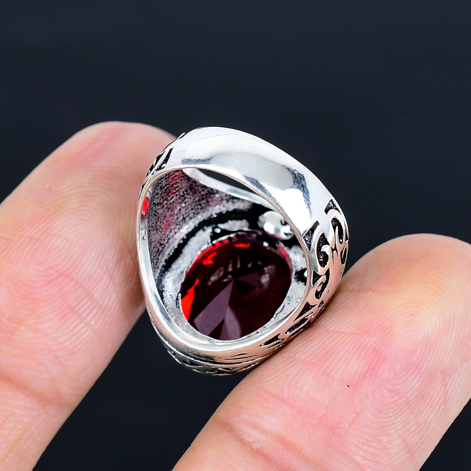 Mozambique Garnet Gemstone Ottoman Arabic Style Ring All Size Available LG-1134