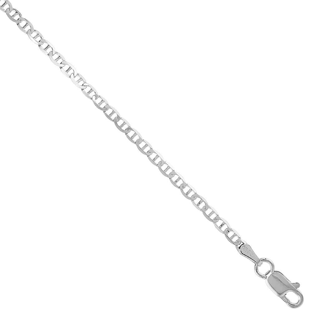 Sterling Silver 2.1mm Flat Anchor / Mariner (Marina) Chain Necklace or Bracelet