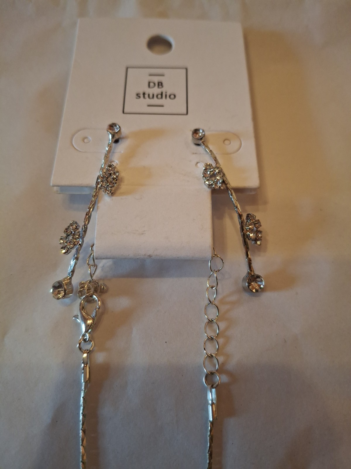 DB Studio Silver Tone Necklace & Earrings Sparkle Bling Necklace For Wedding