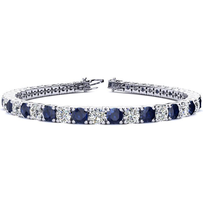 Round Blue Sapphire Simulated Diamond Gatsby Tennis Bracelet White Gold Plated