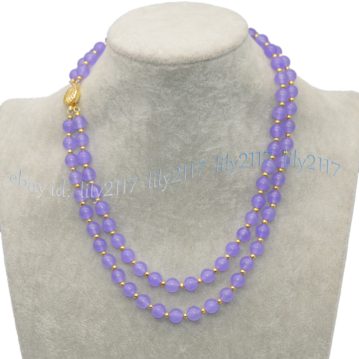 2 Rows 6/8/10/12mm Round Multicolor Jade Natural Gemstone Beads Necklace 18-19”