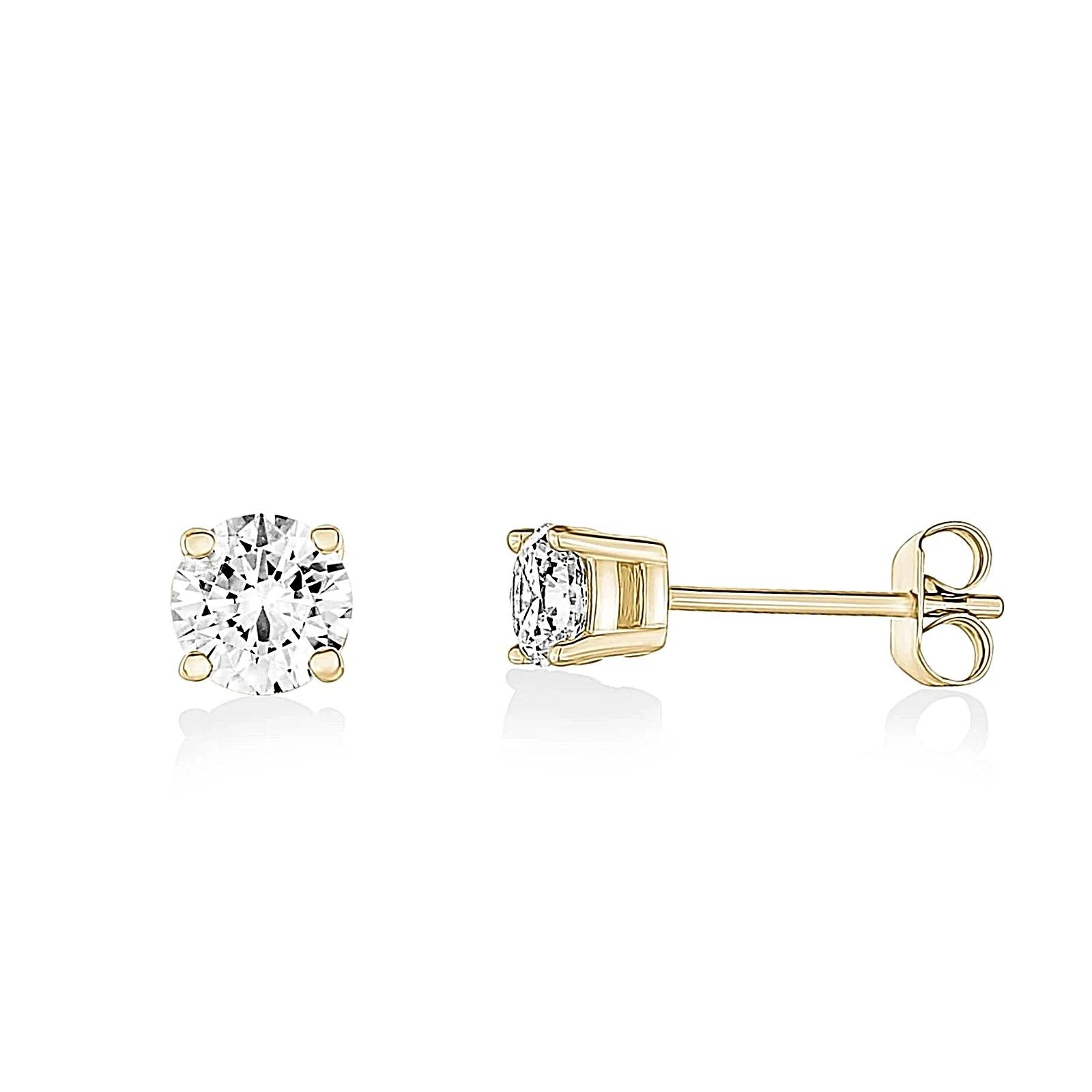 1Ct Round Cut Simulated Diamond Womens Tiny Stud Earrings 14k Yellow Gold Plated