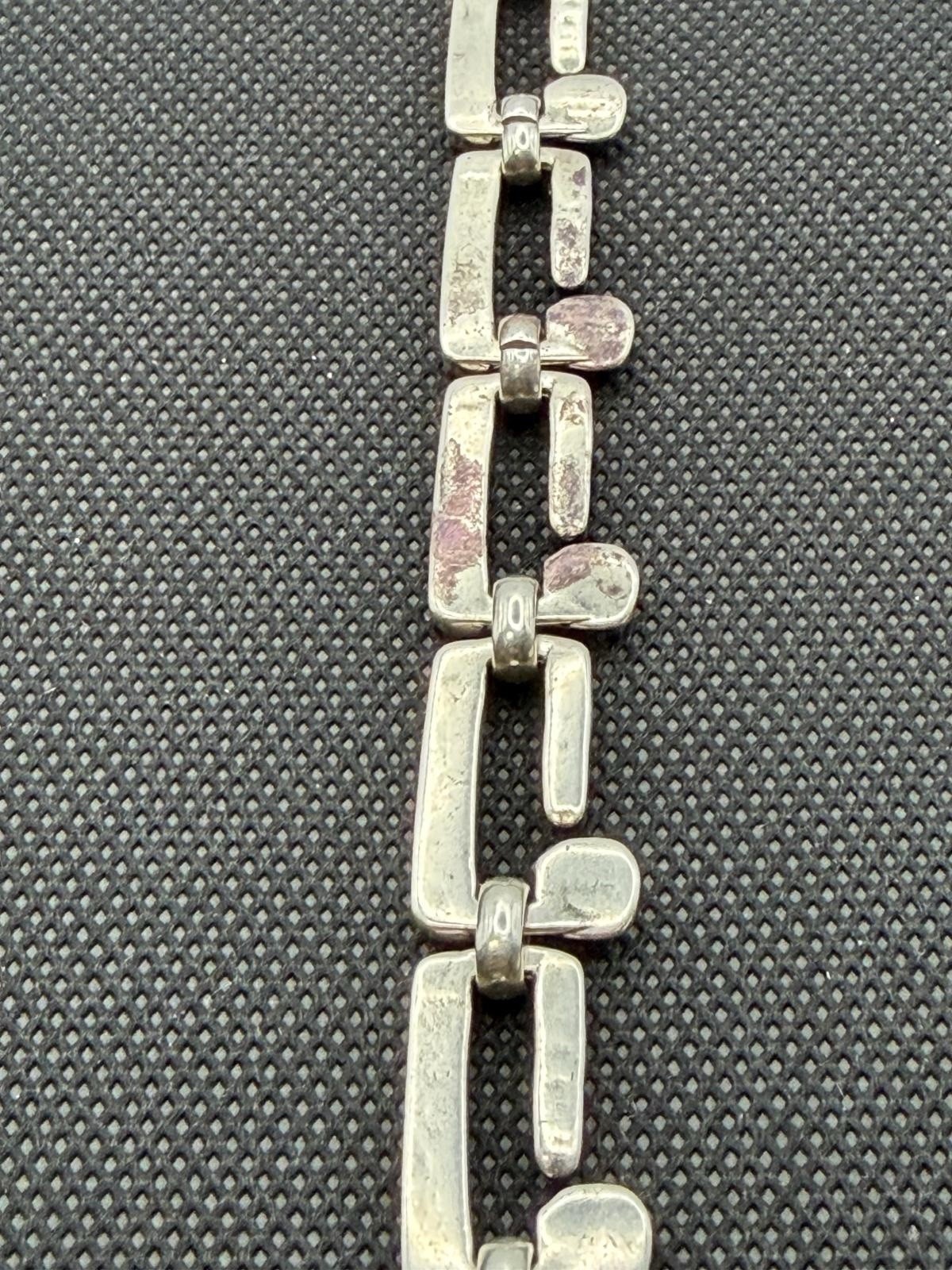 Uno de 50 ROOTS Silver Plated Bracelet Square Links Chain Medium