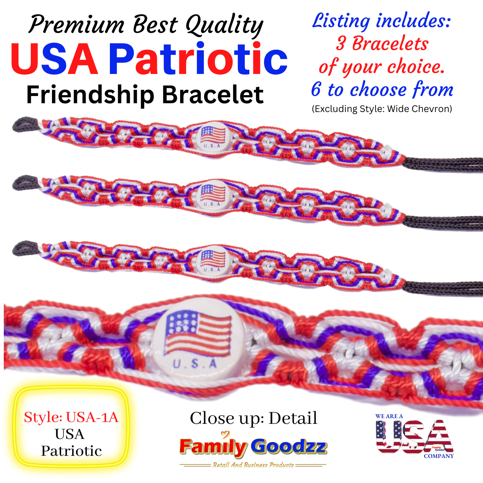🌈 Threaded Hand Woven Rainbow Friendship Bracelet Bob Marley Rasta, USA (3 pcs)