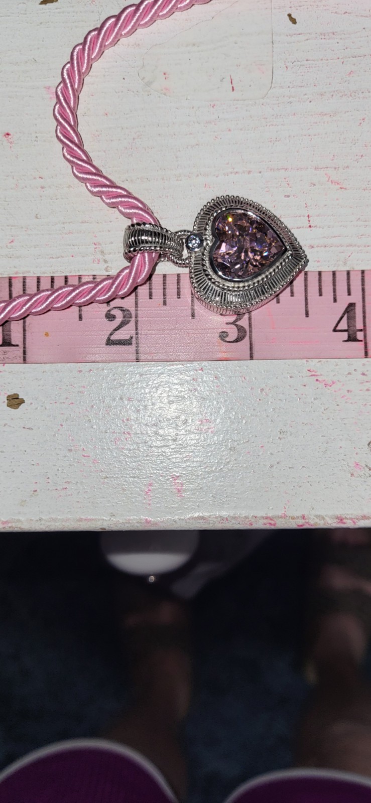 925 S.S. Vntg Pink Heart Cubic Zirconia Pendant Rope Necklace By Judith Ripka!!!