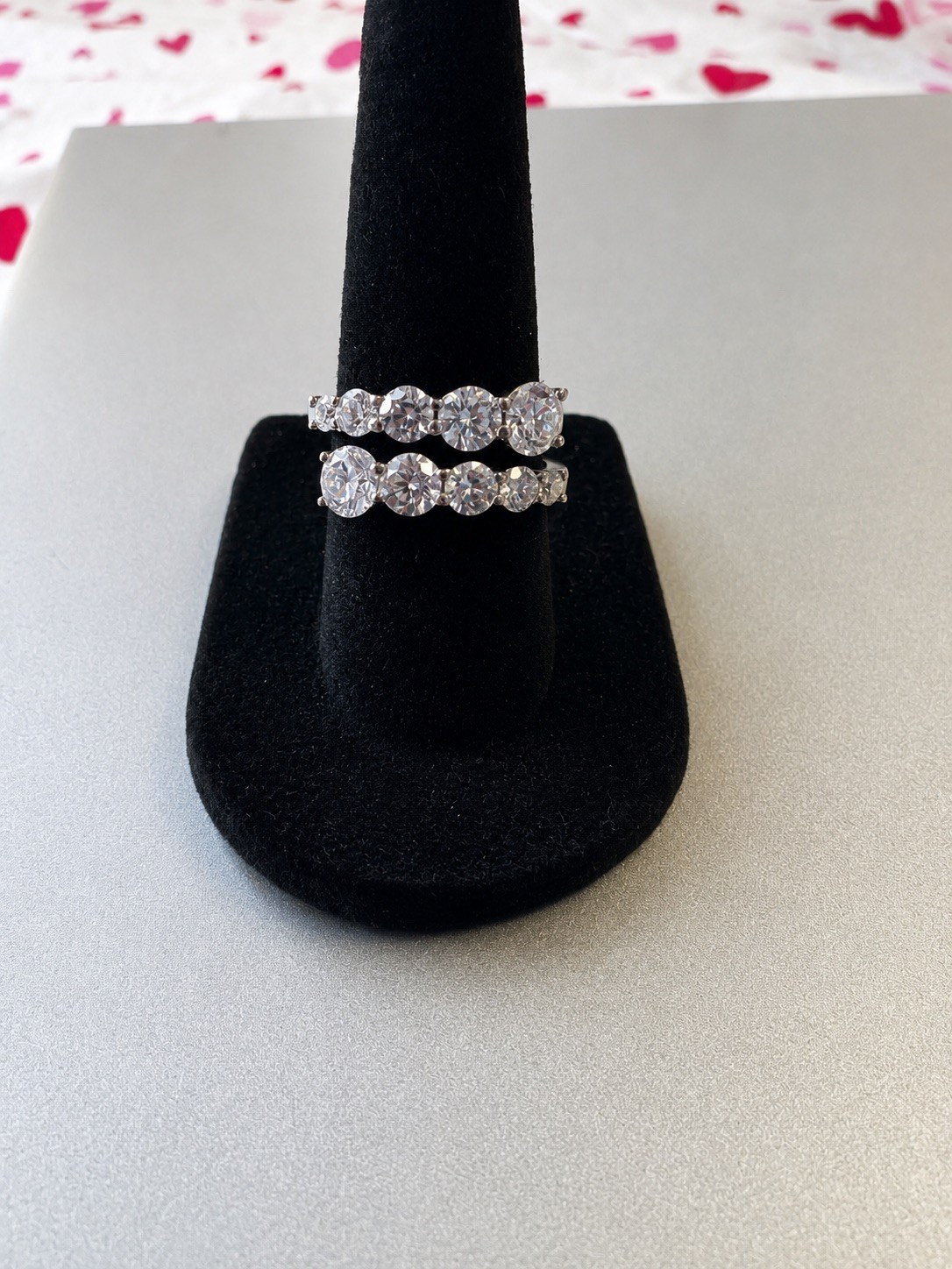 Sterling Silver and Moissanite 3.25 CT Bypass style ring. SIze 6.25.