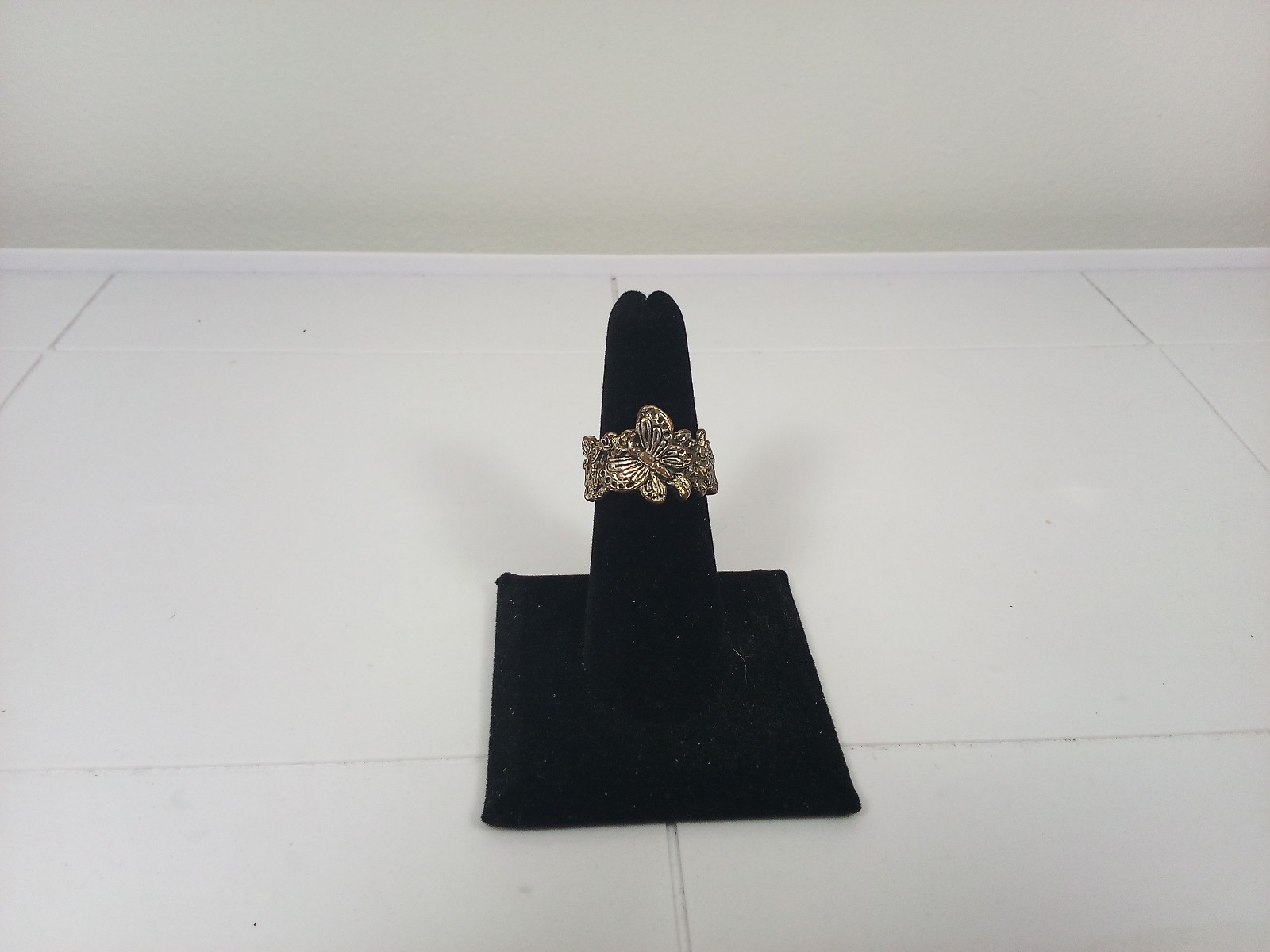 Silver over Copper Butterfly Ring size 8