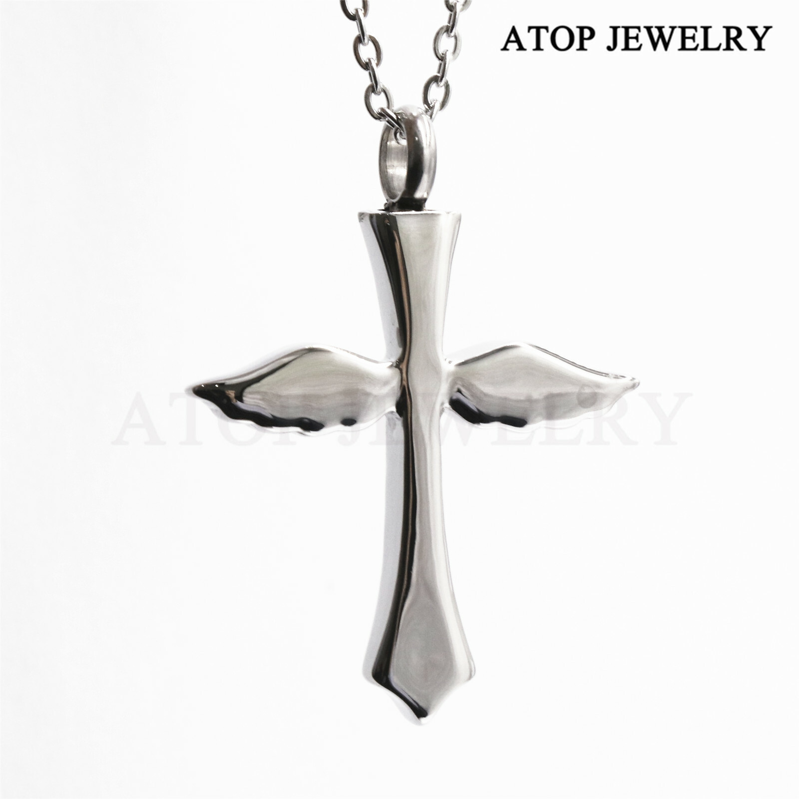 NEW Cross Angel Wing Urn Necklace for Ashes Cremation Jewelry Keepsake Memorial