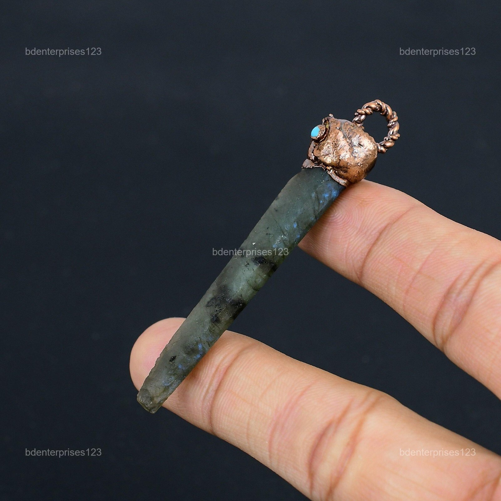 Labradorite Rough Stone Arizona Turquoise Electroformed Pendant Jewelry Copper