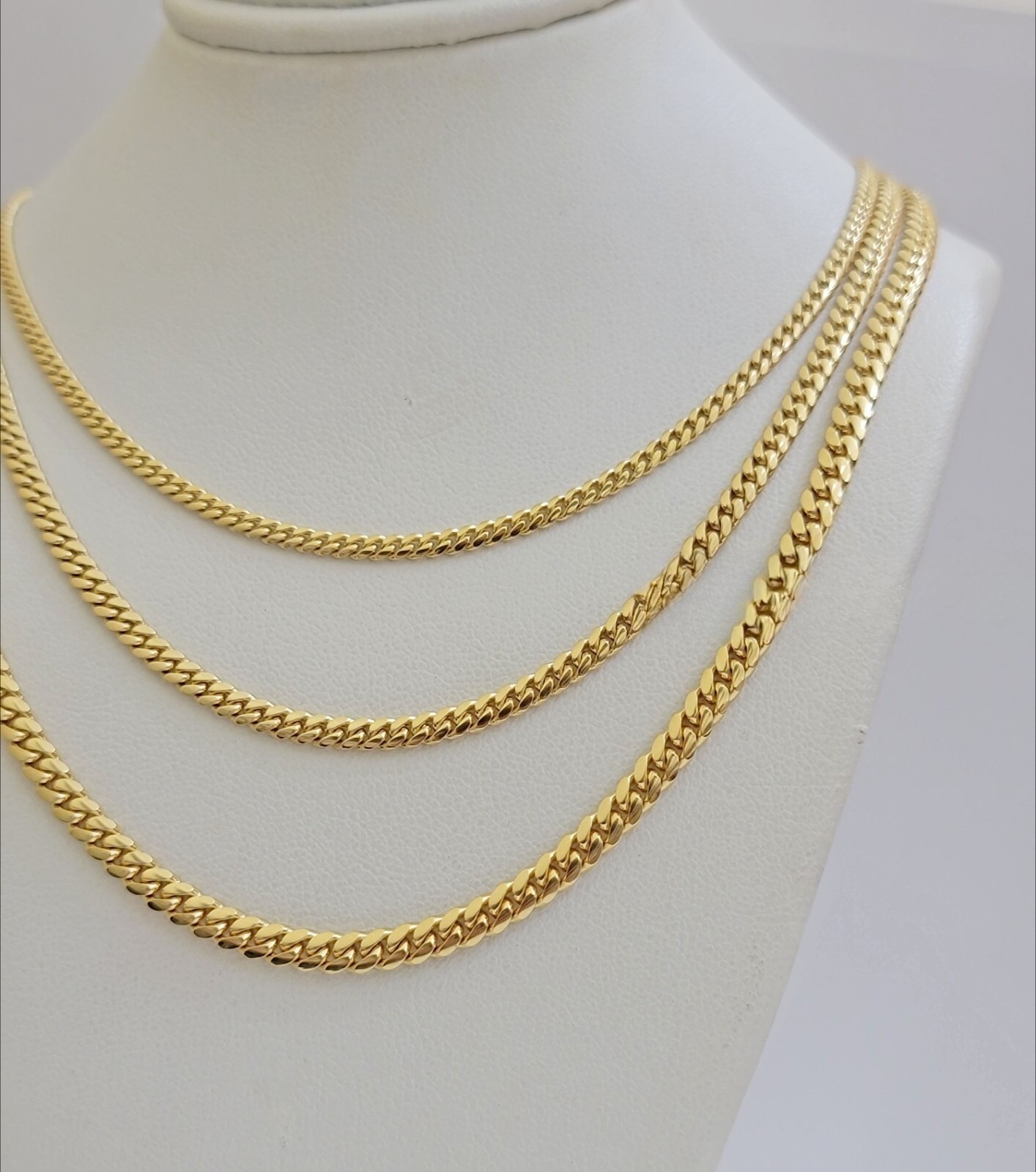Solid 18k Gold Chain Necklace Miami Cuban Link 2.5mm-4mm 18″-26 Inch Real 18kt