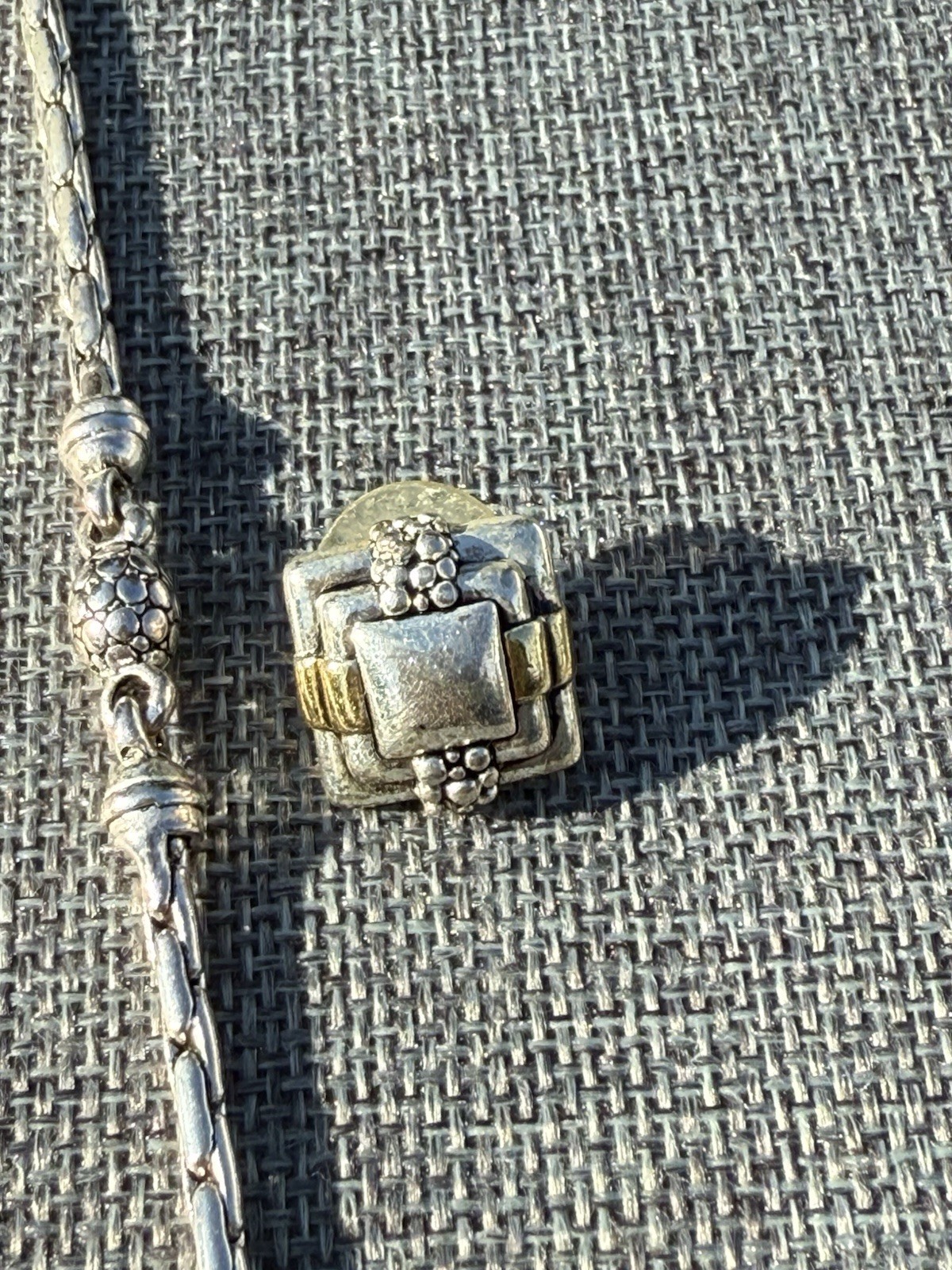 Silver & Gold Toned 17.5” Chain w/ Pendant & Matching Earring Set Ornate