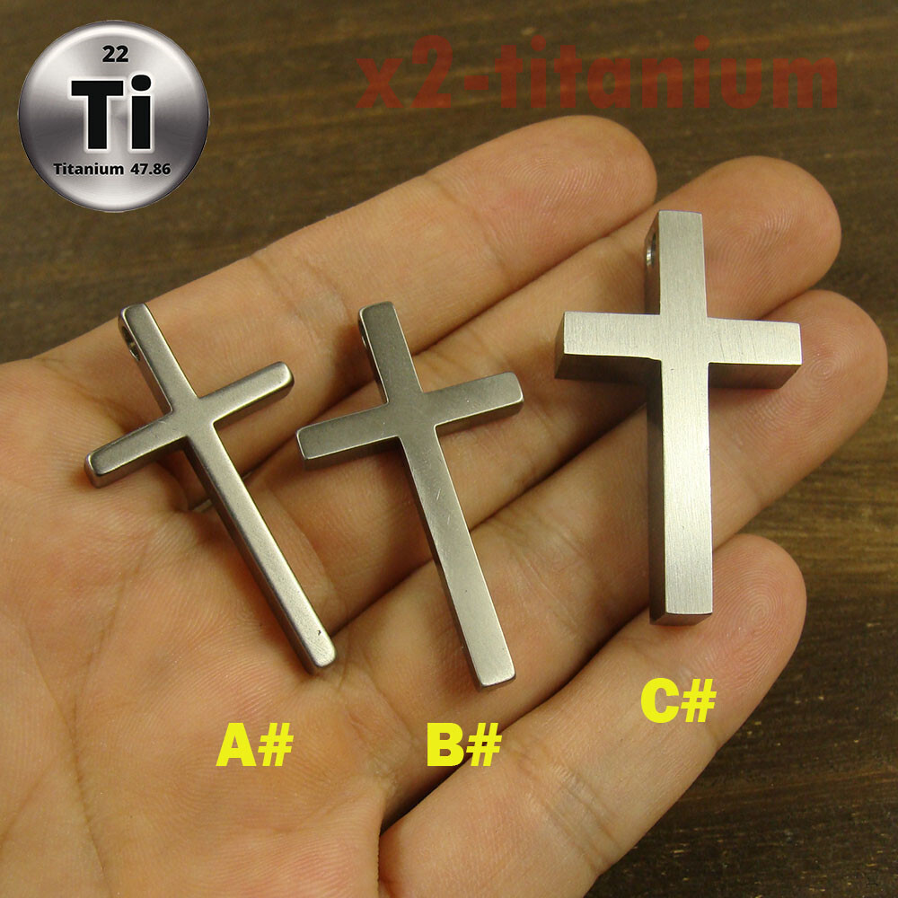 3 styles Titanium Ti cross necklace keychain pendant matte surface anti-allergy