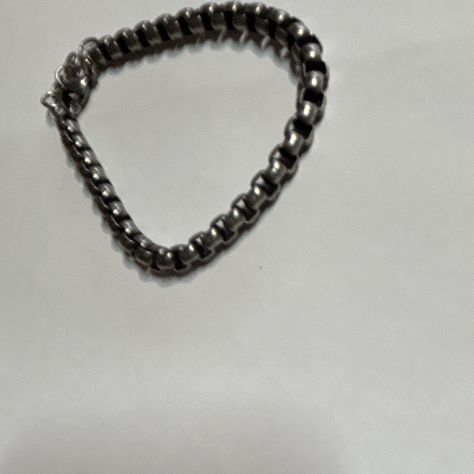 Silver Tone Metal Box Chain Bracelet, Lobster Clasp Closure, No Stone