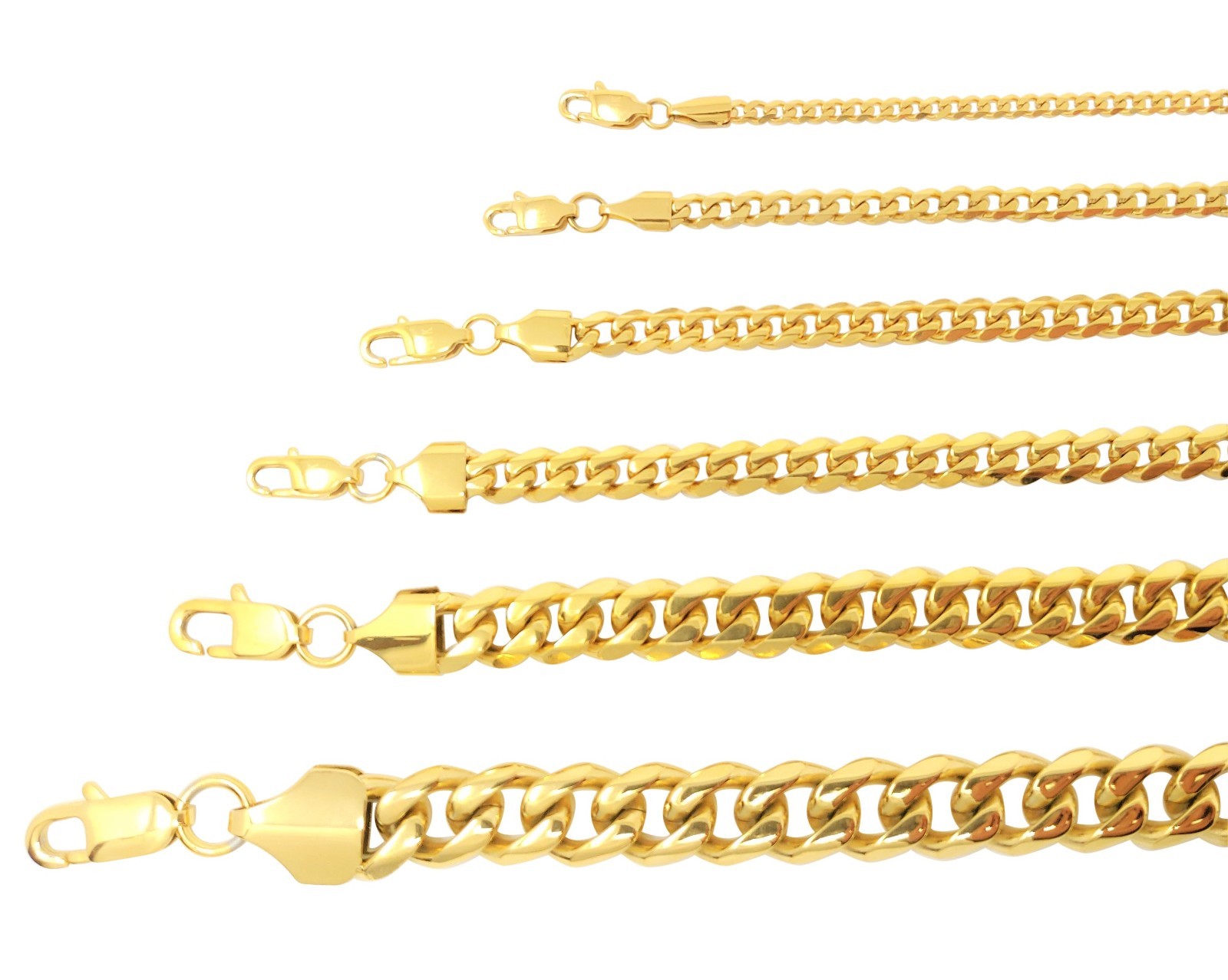 Miami Cuban Curb Link Chain Necklace or Bracelet 18k Gold Plated Stainless Steel