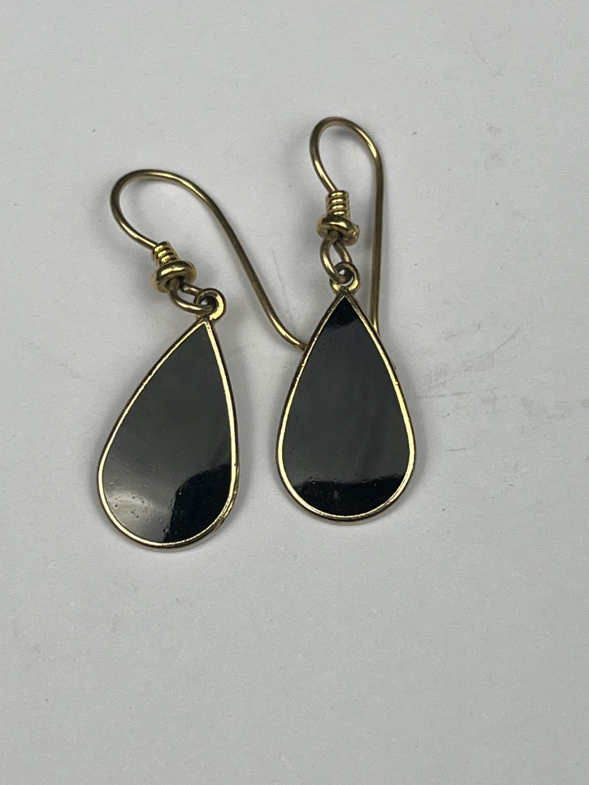 Vintage Laurel Burch Jewelry Enamel Gold Tone Dangle Earrings Black